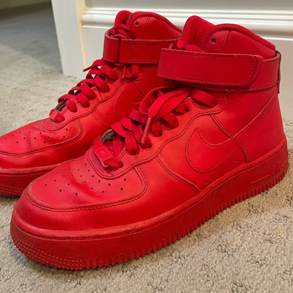 Custom High Top Red Nike Air Forces